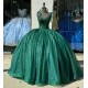 Sweetheart Neck Emerald Green Quinceanera Dresses Spaghetti Strap 15 Dress