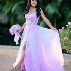 Sweetheart Neck Lilac Quinceanera Dress Lace Appliques Sleeveless 15 Dresses