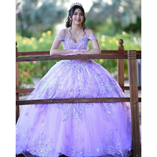 Sweetheart Neck Lilac Quinceanera Dress Off Shoulder 15 Dresses