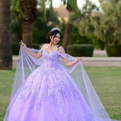 Sweetheart Neck Lilac Quinceanera Dress Off Shoulder 15 Dresses