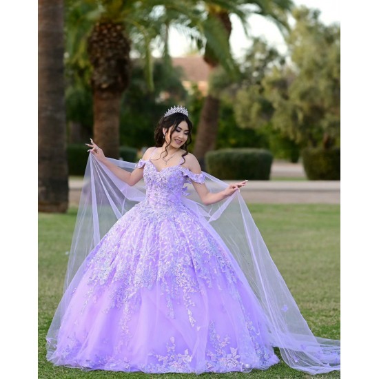 Sweetheart Neck Lilac Quinceanera Dress Off Shoulder 15 Dresses