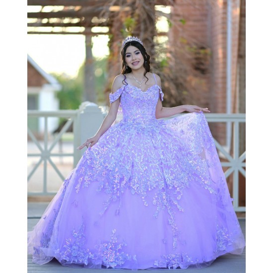 Sweetheart Neck Lilac Quinceanera Dress Off Shoulder 15 Dresses