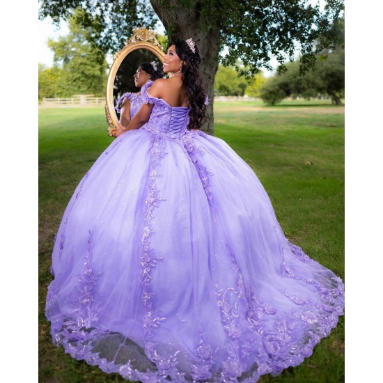 Sweetheart Neck Lilac Quinceanera Dress Off Shoulder Sweet 15 Gowns