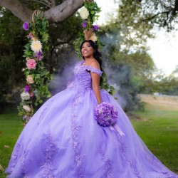 Sweetheart Neck Lilac Quinceanera Dress Off Shoulder Sweet 15 Gowns