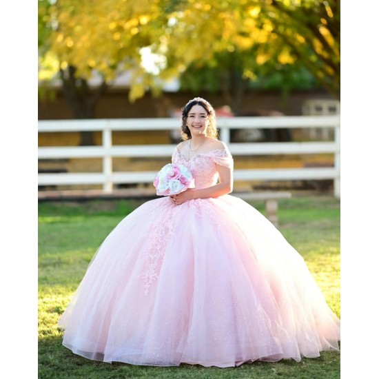 Sweetheart Neck Lilac Quinceanera Dress Sequin Off Shoulder 15 Dresses