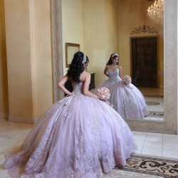 Sweetheart Neck Lilac Quinceanera Dress Sequin Sleeveless 15 Dresses