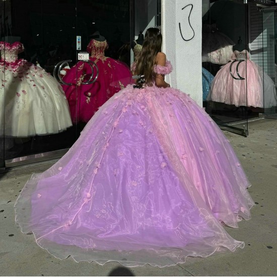 Sweetheart Neck Lilac Quinceanera Dresses Off Shoulder Ball Gown 15 Dress