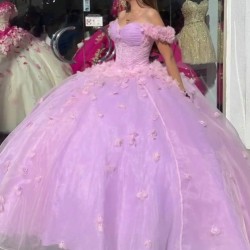 Sweetheart Neck Lilac Quinceanera Dresses Off Shoulder Ball Gown 15 Dress