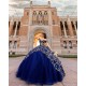 Sweetheart Neck Navy Blue Quince Dress Off Shoulder 15 Anos Girl Birthday Gowns