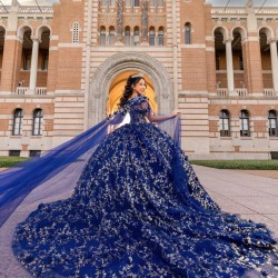 Sweetheart Neck Navy Blue Quince Dress Off Shoulder 15 Anos Girl Birthday Gowns