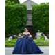 Sweetheart Neck Navy Blue Quinceanera Dress Sequin Off Shoulder 15 Dresses