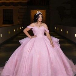 Sweetheart Neck Pink Quince Dress Off Shoulder Vestidos De 15 Anos