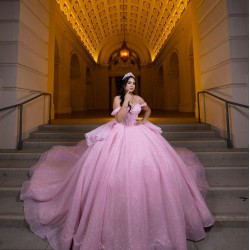 Sweetheart Neck Pink Quince Dress Off Shoulder Vestidos De 15 Anos