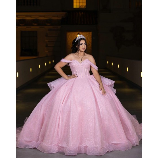 Sweetheart Neck Pink Quince Dress Off Shoulder Vestidos De 15 Anos