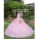 Sleeveless Pink Quince Dresses Lace Appliques Sweetheart Neck 15 Dress