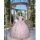 Sweetheart Neck Pink Quince Dresses Metallic Sequin Off Shoulder 15 Dress