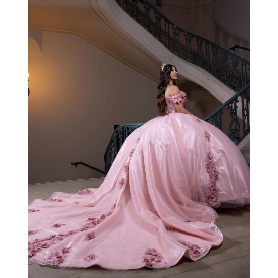 Sweetheart Neck Pink Quinceanera Dress Off Shoulder Sweet 15 Gowns