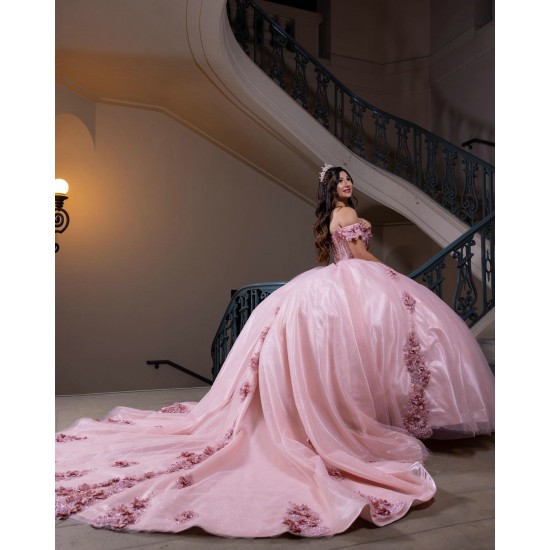 Sweetheart Neck Pink Quinceanera Dress Off Shoulder Sweet 15 Gowns