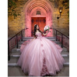 Sweetheart Neck Pink Quinceanera Dress Off Shoulder Sweet 15 Gowns