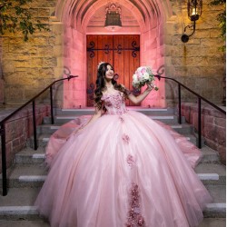 Sweetheart Neck Pink Quinceanera Dress Off Shoulder Sweet 15 Gowns