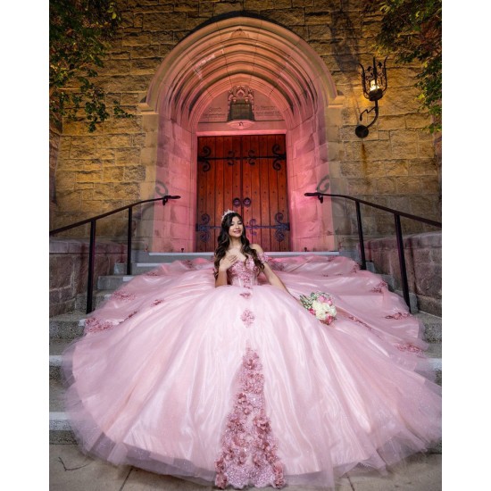 Sweetheart Neck Pink Quinceanera Dress Off Shoulder Sweet 15 Gowns