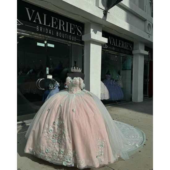 Sweetheart Neck Pink Quinceanera Dresses Off Shoulder 15 Dress With 3D Flowers