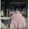 Sweetheart Neck Pink Quinceanera Dresses Off Shoulder 15 Dress With Bow