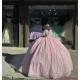 Sweetheart Neck Pink Quinceanera Dresses Off Shoulder 15 Dress With Bow