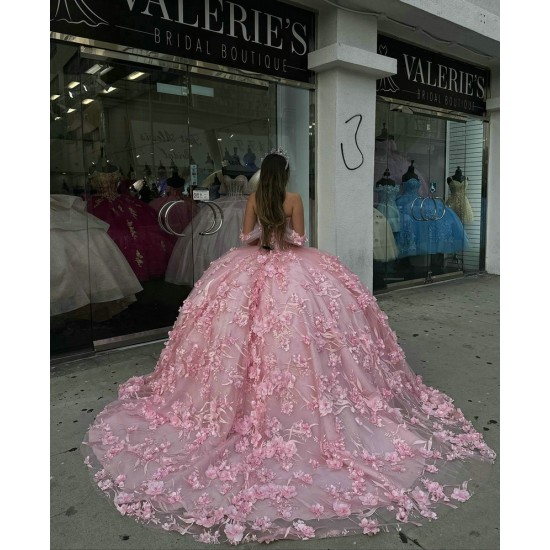 Sweetheart Neck Pink Quinceanera Dresses Off Shoulder Ball Gown 15 Dress