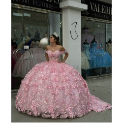 Sweetheart Neck Pink Quinceanera Dresses Off Shoulder Ball Gown 15 Dress