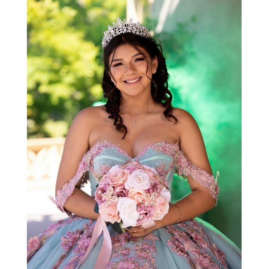 Sweetheart Neck Quince Dress Aqua Vestidos De 15 Anos Birthday Dresses