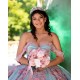 Sweetheart Neck Quince Dress Aqua Vestidos De 15 Anos Birthday Dresses