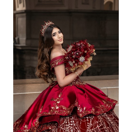 Sweetheart Neck Quince Dress Red Vestidos De 15 Anos Off Shoulder Women 2024 Ball Gown