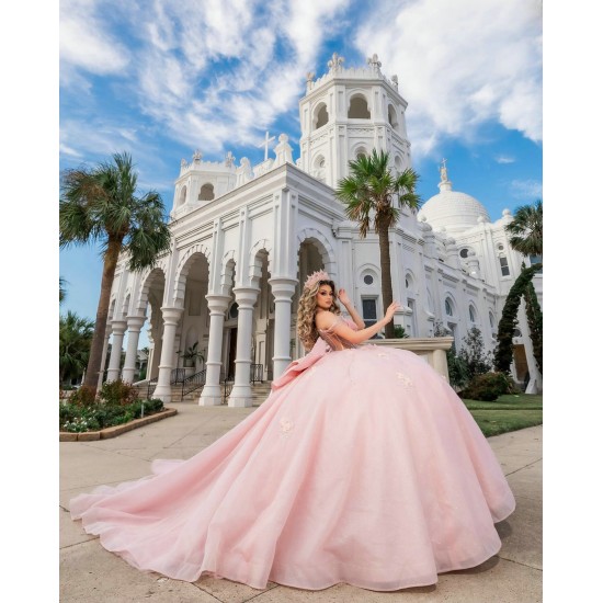 Sweetheart Neck Quinceanera Dress Pink Vestidos De 15 Anos With Bow