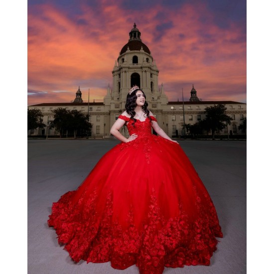 Sweetheart Neck Red Quince Dress Off Shoulder Vestidos De XV Anos