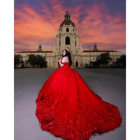 Sweetheart Neck Red Quince Dress Off Shoulder Vestidos De XV Anos