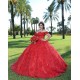 Sweetheart Neck Red Quince Dresses Metallic Sequin Off Shoulder 15 Dress