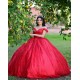 Sweetheart Neck Red Quinceanera Dress Metallic Sequin Off Shoulder 15 Dresses