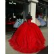 Sweetheart Neck Red Quinceanera Dresses Off Shoulder 15 Dress With Bow