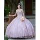 Sweetheart Neck Rose Glod Quinceanera Dress Metallic Sequin Off Shoulder 15 Dresses