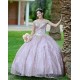 Sweetheart Neck Rose Glod Quinceanera Dress Metallic Sequin Off Shoulder 15 Dresses