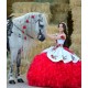 Sweetheart Neck Ruffled Red On White Quinceanera Dress Sleeveless 15 Dresses