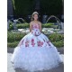 Sweetheart Neck Ruffled White Quinceanera Dress Sleeveless 15 Dresses