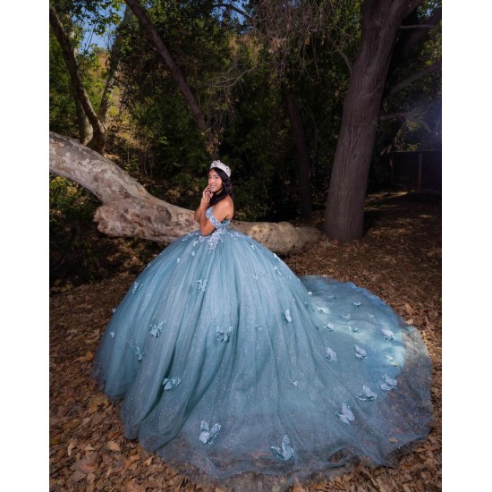 Sweetheart Neck Sage Green Quinceanera Dress 2024 Dresses With 3D Butterfly