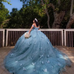 Sweetheart Neck Sage Green Quinceanera Dress 2024 Dresses With 3D Butterfly