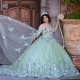 Sweetheart Neck Sage Green Quinceanera Dress Off Shoulder 15 Dresses