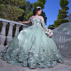 Sweetheart Neck Sage Green Quinceanera Dress Off Shoulder 15 Dresses