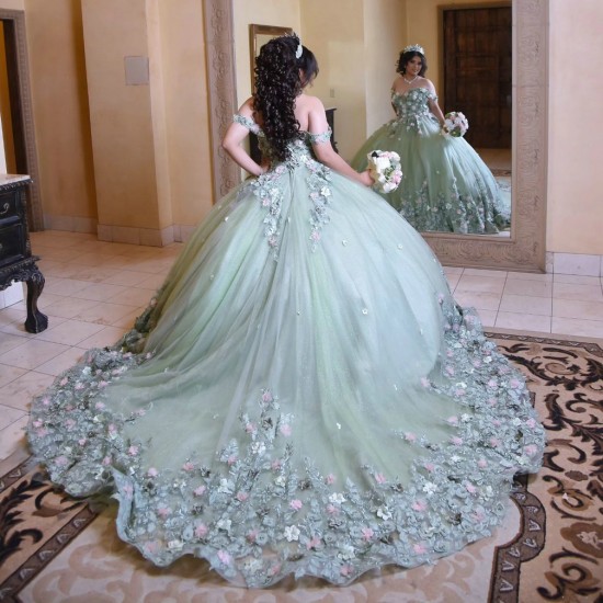 Sweetheart Neck Sage Green Quinceanera Dress Off Shoulder 15 Dresses