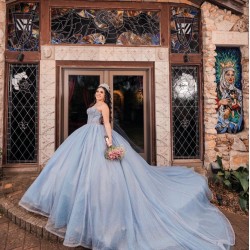 Sweetheart Neck Sky Blue Quinceanera Dress Girls Sweet 16 Dresses