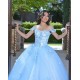 Sweetheart Neck Sky Blue Quinceanera Dress Lace Appliques Off Shoulder 15 Dresses